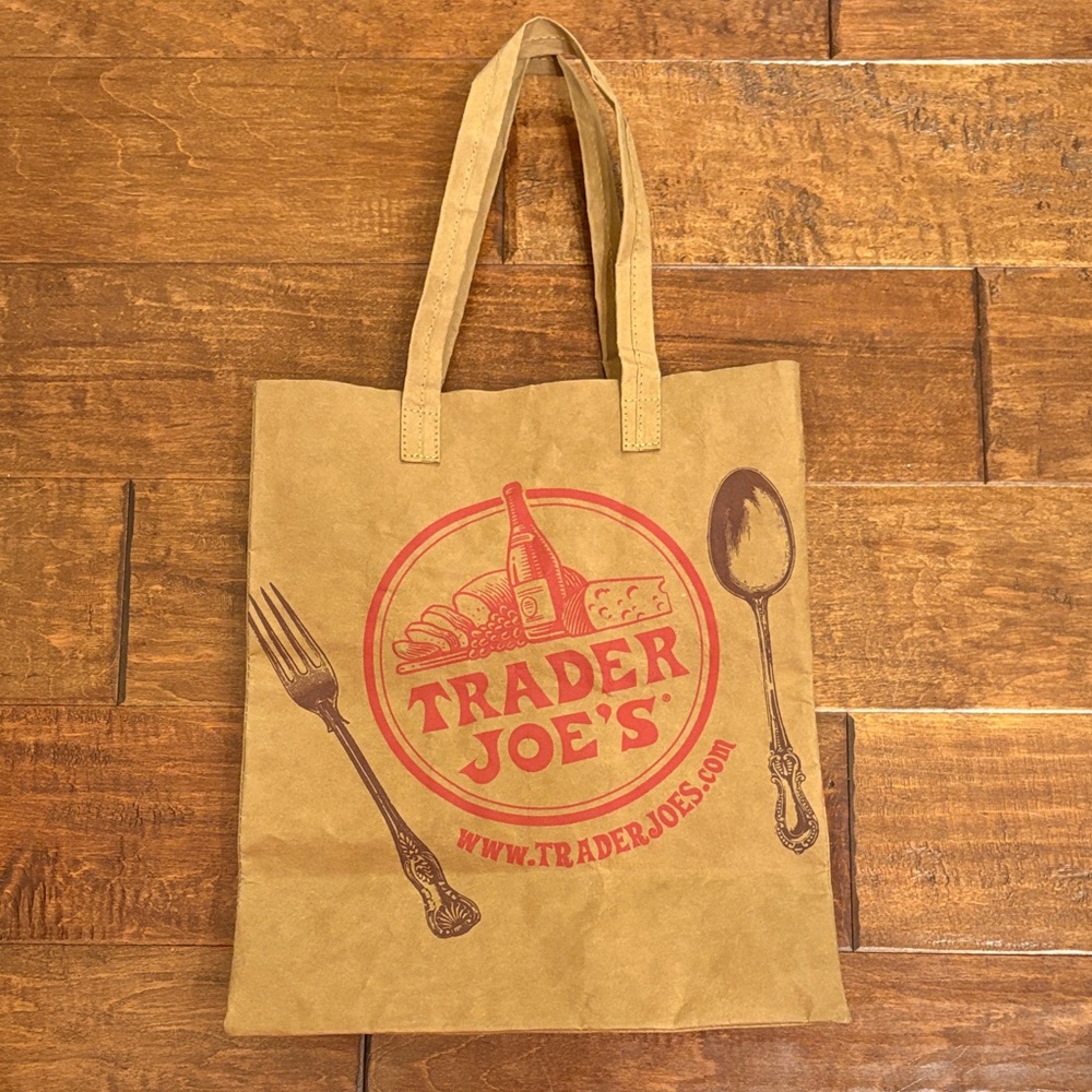 Trader Joe's Reusable Brown Tote Bag with Red Logo supernatural